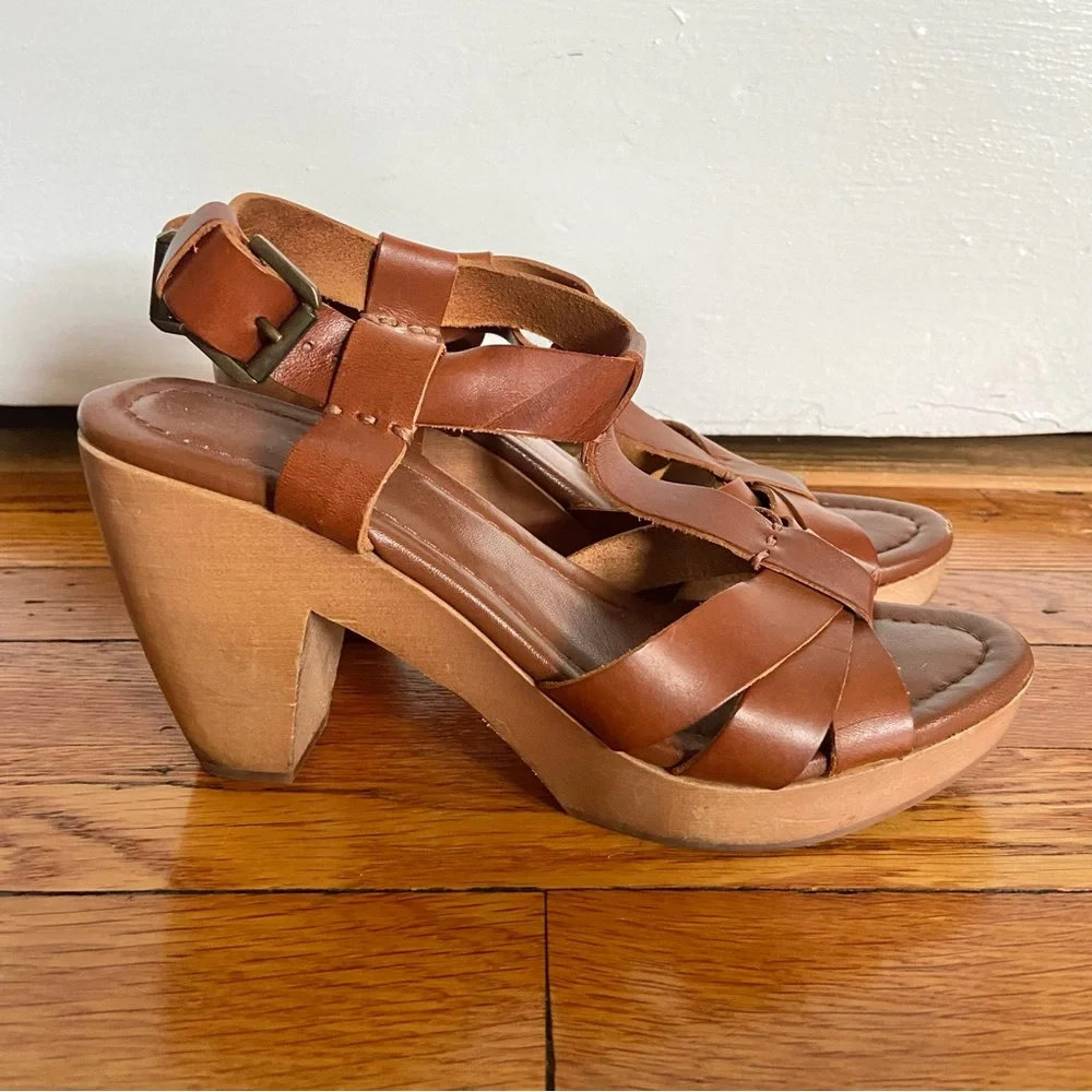 Madewell Brown Leather Heeled Sandals - Picture 1 of 10
